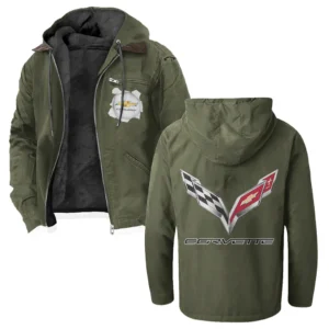 Classic Muscle Car Flannel Hoodie, Motor-Inspired Flannel HVN1330CC - Green