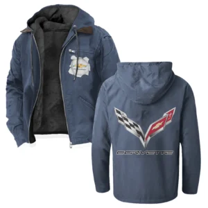 Classic Muscle Car Flannel Hoodie, Motor-Inspired Flannel HVN1330CC - Navy Blue