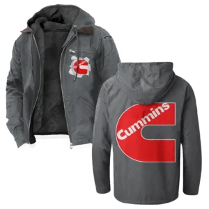 HeavyTorque Engines Flannel Hoodie, Bold Automotive Hoodie HVN1330CU - Gray