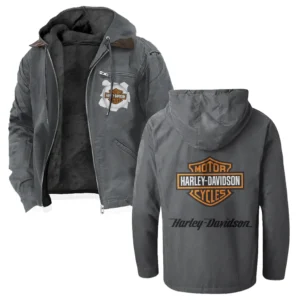 Two-Wheel Freedom Flannel Hoodie, Bold Automotive Hoodie HVN1330HD - Gray
