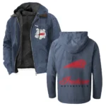 American-Style Motorbike Flannel Hoodie, Bold Driver's Flannel HVN1330IM - Navy Blue