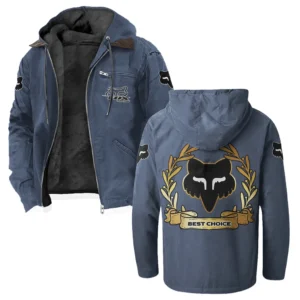 Motocross Gear Flannel Hoodie, Motor-Inspired Flannel HVN1336FR - Navy Blue