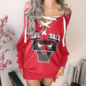 Athletic Hoop Pride Lace-Up Sweatshirt Sport Spirit Lace-Up Top HVN1341CB