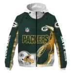 Football Green Crew Windbreaker Jacket, Outdoor Sports Waterproof For Sport Lovers NFL167