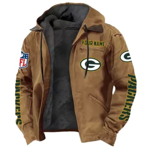 Green Crew Hooded Flannel Hoodie, Sport Fan Flannel Hoodie NFL168101525003 - Camel