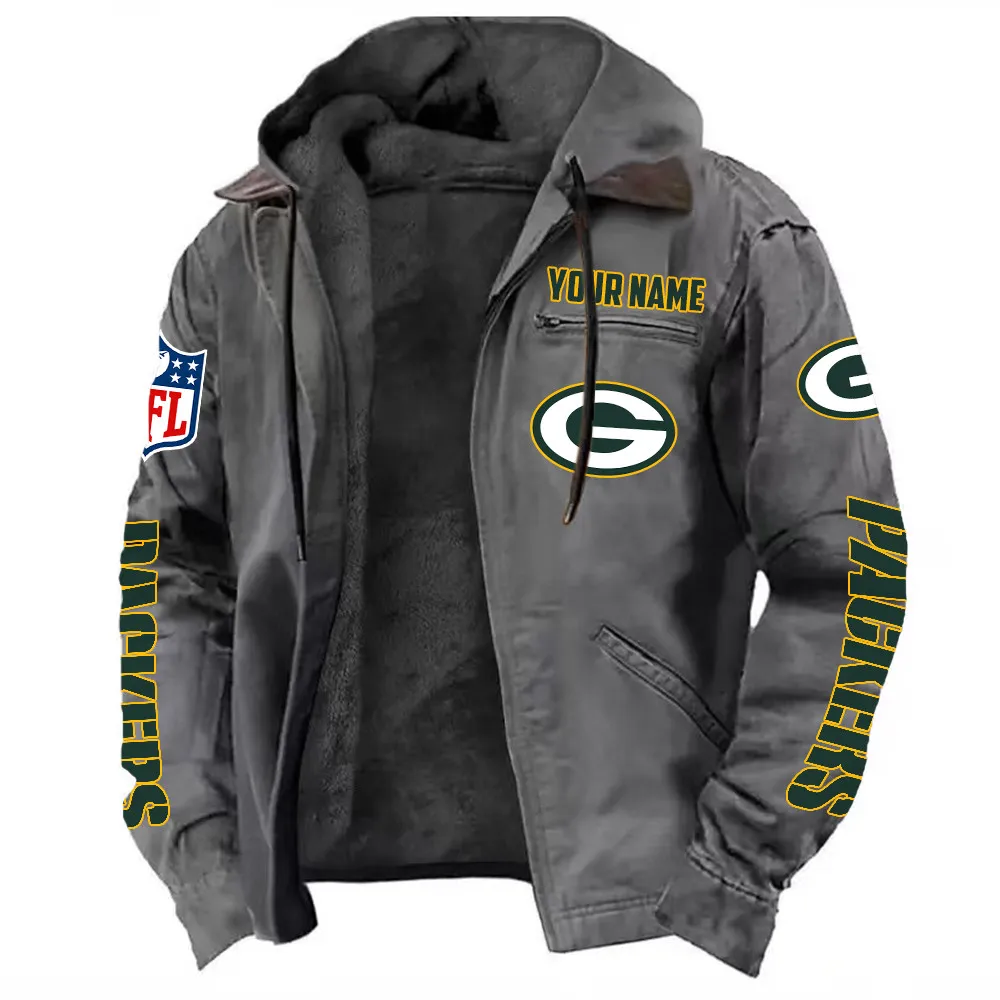 Green Crew Hooded Flannel Hoodie, Sport Fan Flannel Hoodie NFL168101525003 - Gray