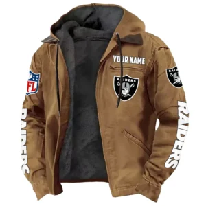 Fan Squad Hooded Flannel Hoodie, Warm Sport Spirit Hoodie NFL168101525019 - Camel