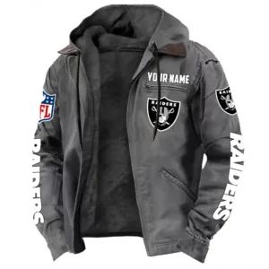 Fan Squad Hooded Flannel Hoodie, Warm Sport Spirit Hoodie NFL168101525019 - Gray