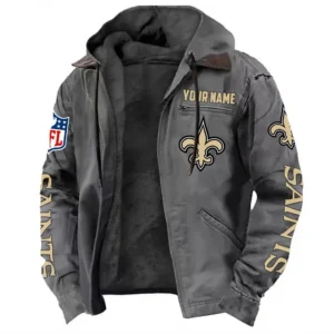 Football Gold Crew Hooded Flannel Hoodie, Essential Fan Flannel Hoodie NFL168101525025 - Gray