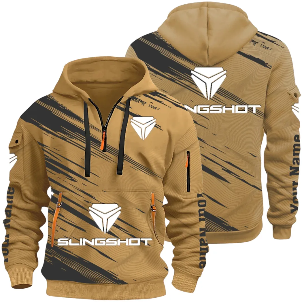 Active Fit Hoodie Half Zip 3D, Lightweight & Casual Comfort Hoodie CAR514 - Khaki