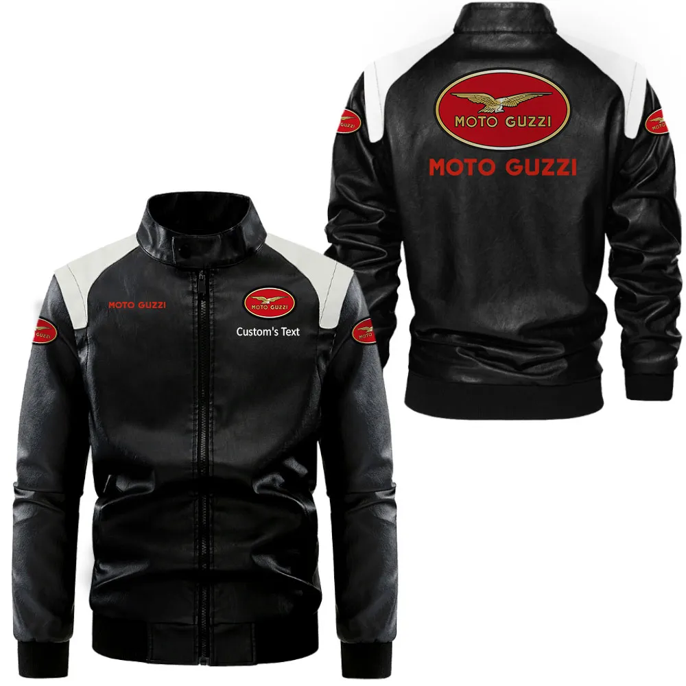 Adventure Motorcycle Black And White Leather Jacket, Rugged Jacket for Gearheads CAR080