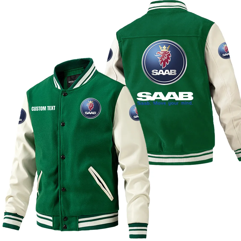 Adventure SUV Leather Baseball Jacket, Rugged Varsity Leather Style CAR180 - Green