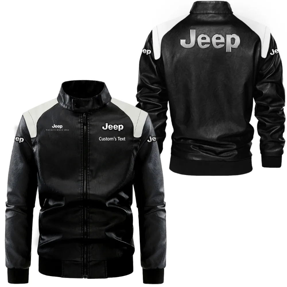 Adventure Utility Vehicle Black And White Leather Jacket, Garage Life Rugged Jacket CAR080
