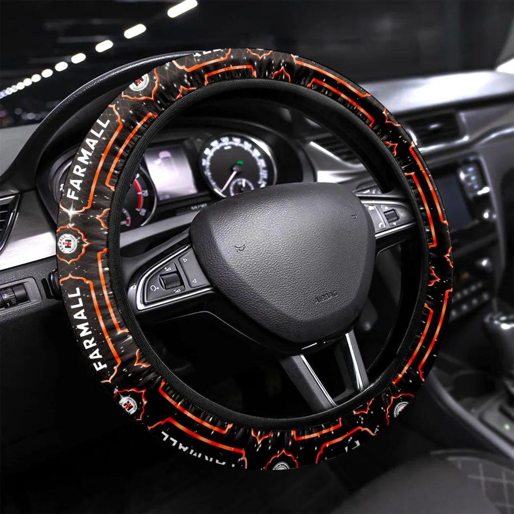All-Purpose Tractor Steering Wheel Cover 3D Print, Modern Motorsport Grip Cover CAR145 - Orange
