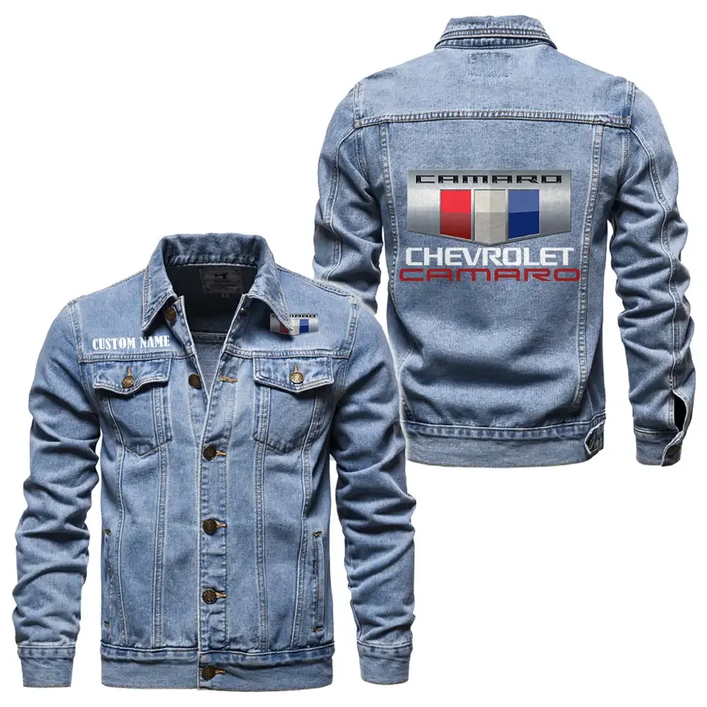 American Speed Car Denim Jacket, Car Culture Denim Style CAR190 - Light Blue