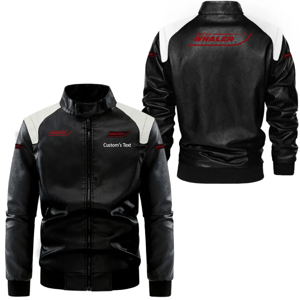 Bay Boat Black And White Leather Jacket, Black and White Roadwear CAR080