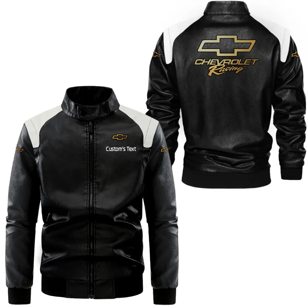 Bold Motion Black And White Leather Jacket, Bold Two-Tone Rider Look CAR080