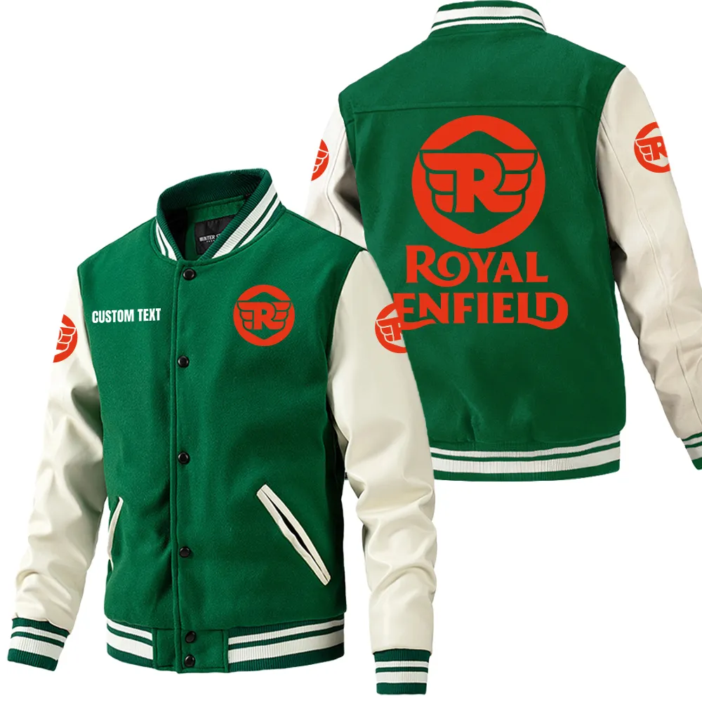 Cafe Racer-Inspired Bike Leather Baseball Jacket, Bold Rider Leather Jacket CAR180 - Green