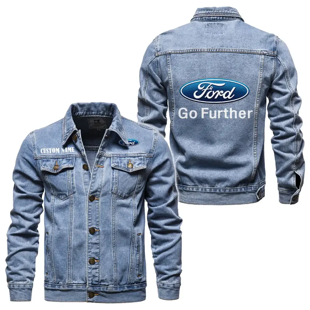 Classic Motion Denim Jacket, Auto-Inspired Denim Look CAR190 - Light Blue