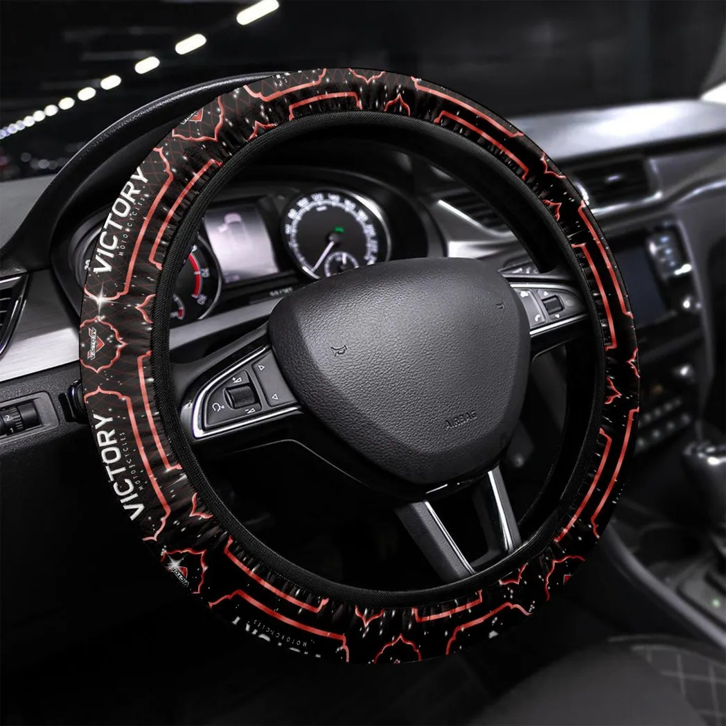 Classic Motorcycle Steering Wheel Cover 3D Print, Sleek Leather Car Wheel Cover CAR550 - Red