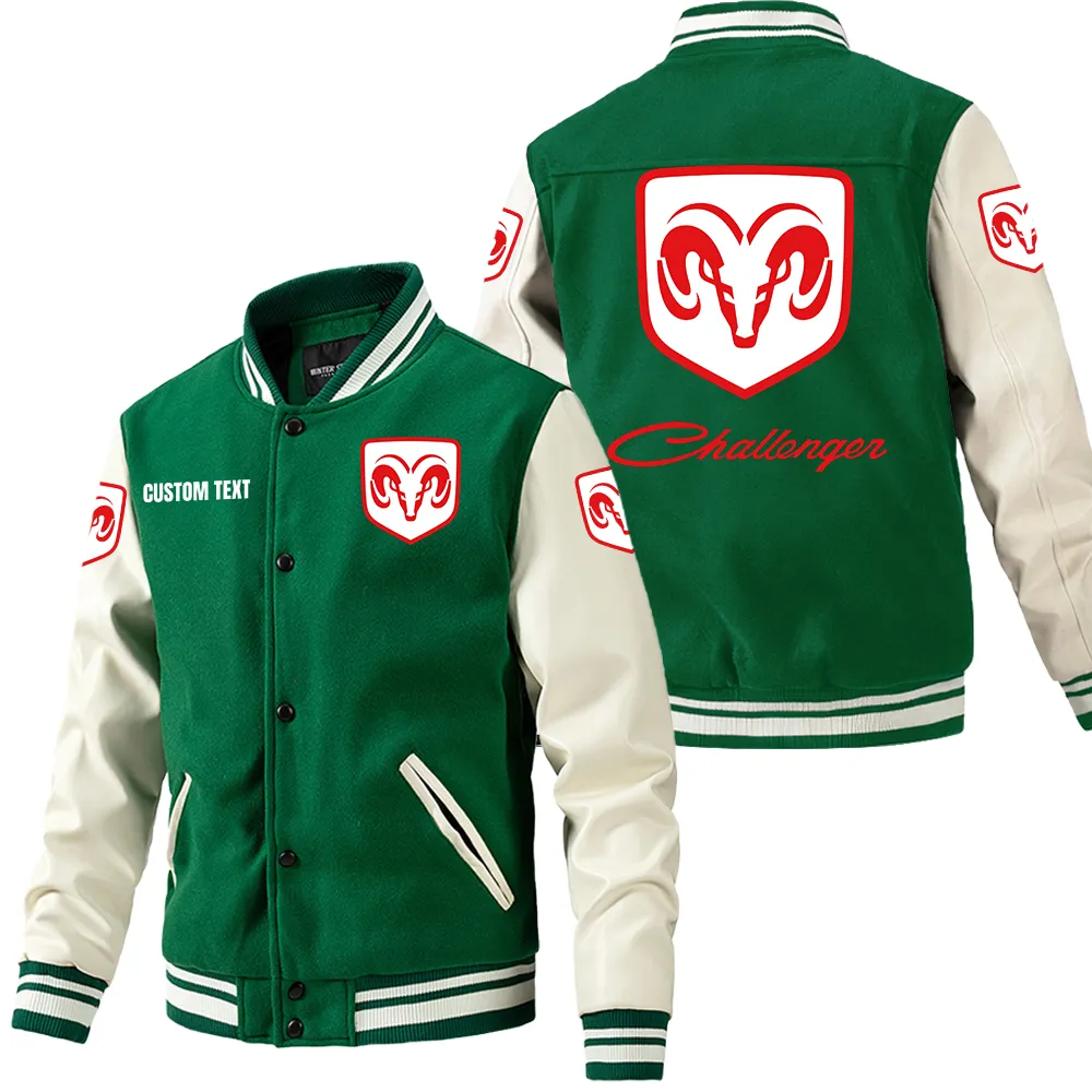 Classic Muscle Car Leather Baseball Jacket, Leather Jacket for Gearheads CAR180 - Green