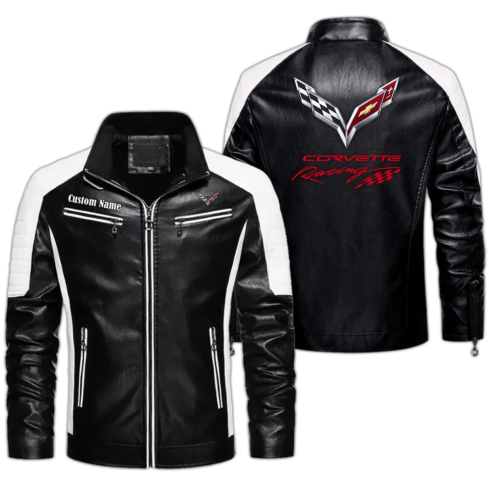 Classic Muscle Car Men's Pu Leather Jacket, Auto Spirit PU Jacket CAR040 - Black