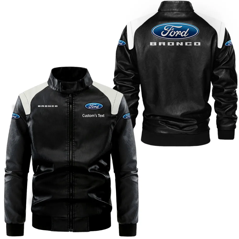 Classic Off-Roader Black And White Leather Jacket, Black and White Roadwear CAR080