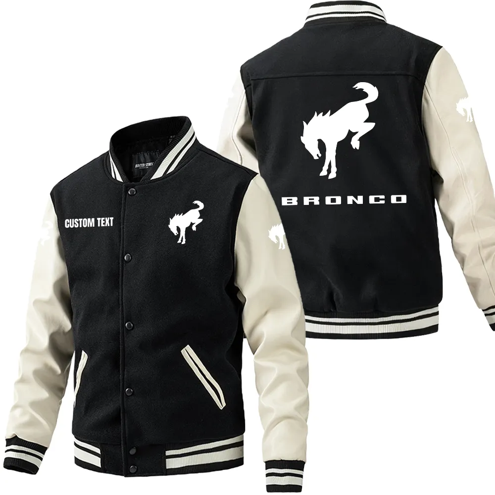 Classic Off-Roader Leather Baseball Jacket, Driven Look Leather Edge CAR180 - Black White