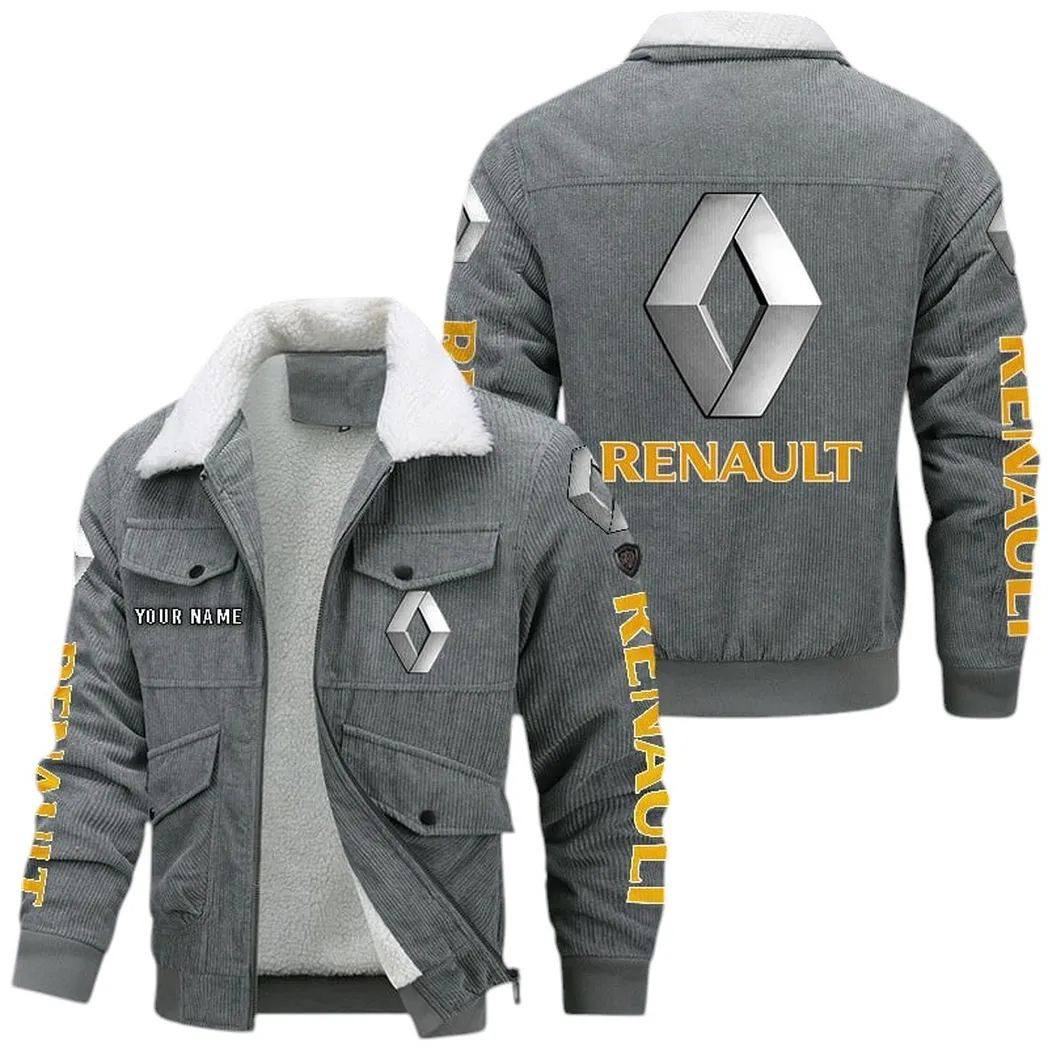 Compact Hatchback Thickened Corduroy Jacket, Cozy Corduroy Team Jacket CAR149 - Gray