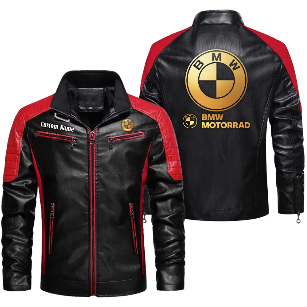 Competition Car Men's Pu Leather Jacket, Classic PU Leather Jacket CAR040 - Red