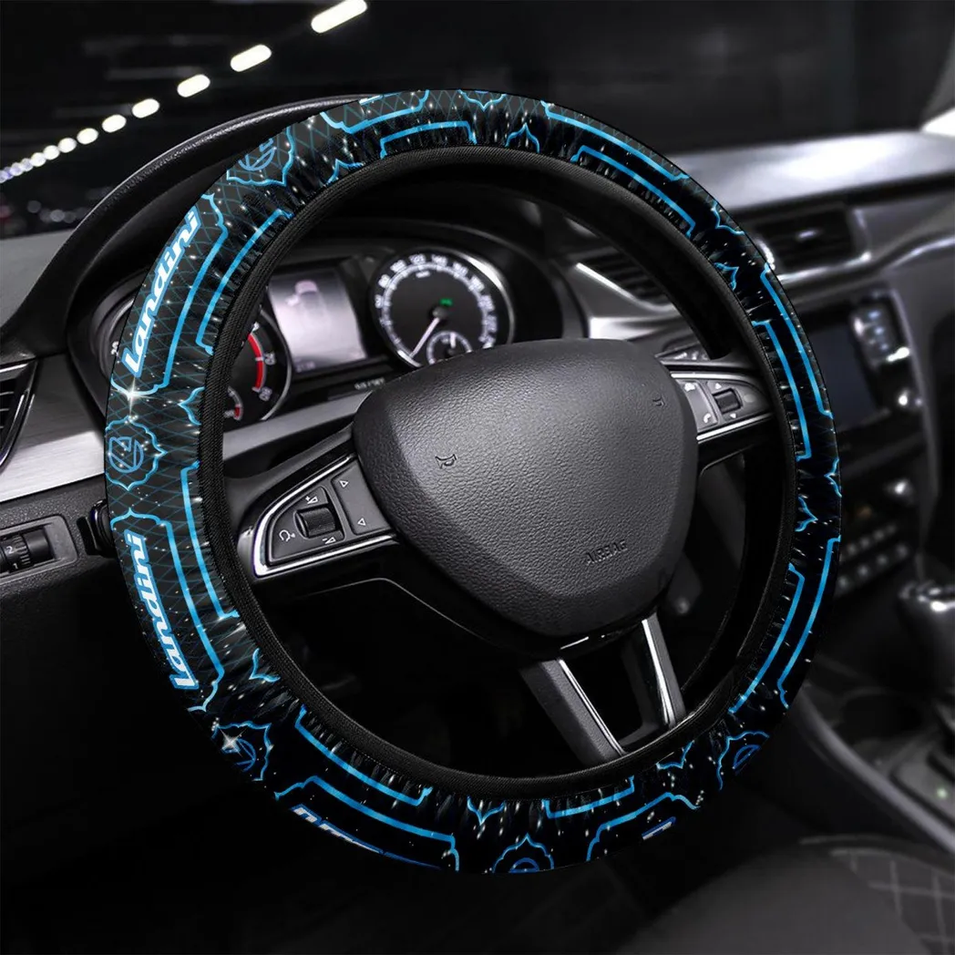 Countryside Tractor Steering Wheel Cover 3D Print, Custom Car Culture Wheel Cover CAR550 - Blue