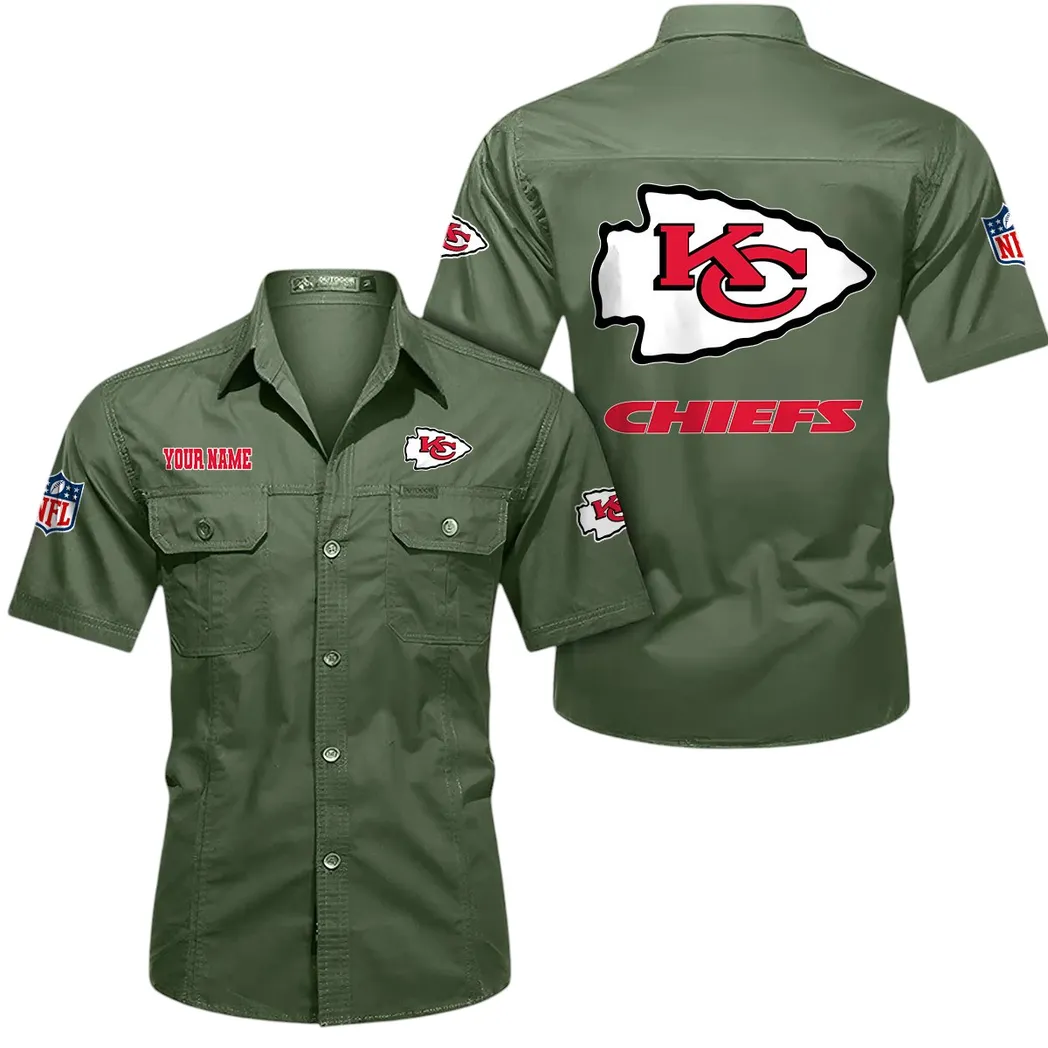 Cowboy Army Short Sleeved Shirt, Short Sleeve Game Shirt DNFL102 - Army Green