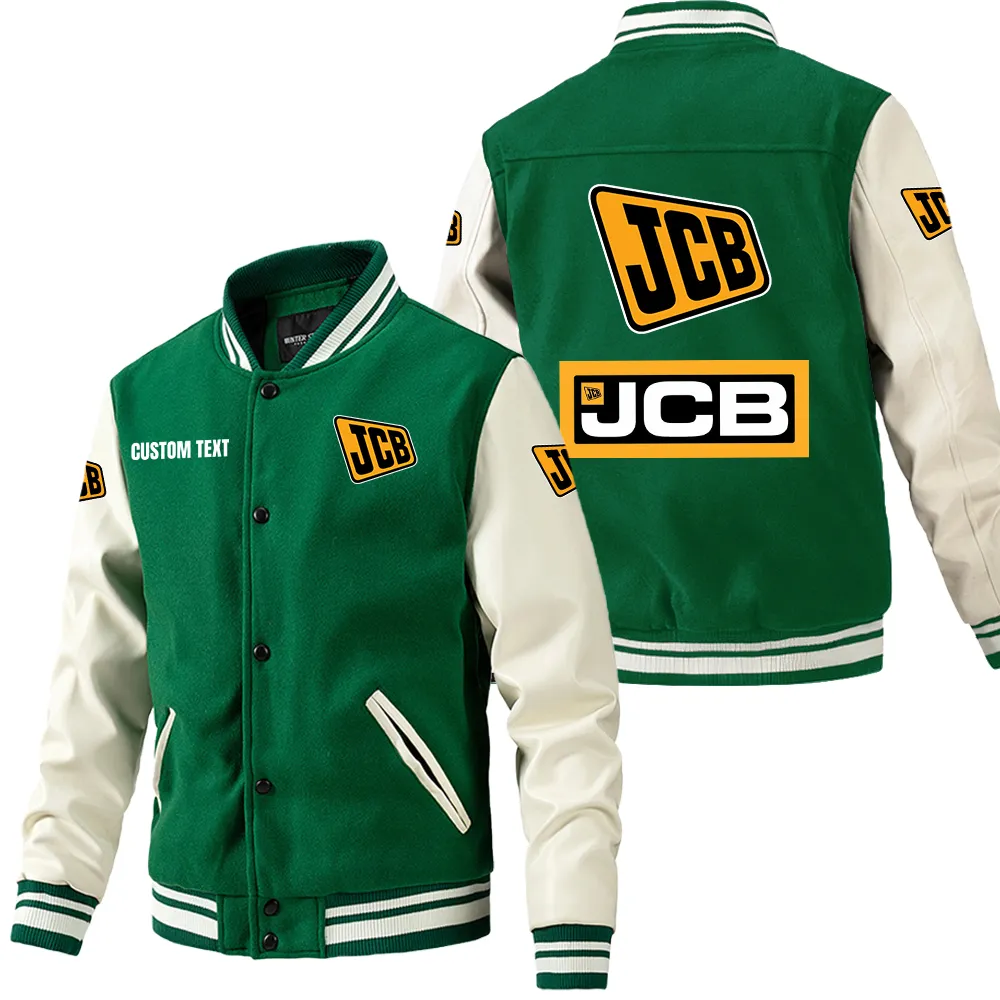 Digging Rig Leather Baseball Jacket, Bold Rider Varsity Jacket CAR180 - Green