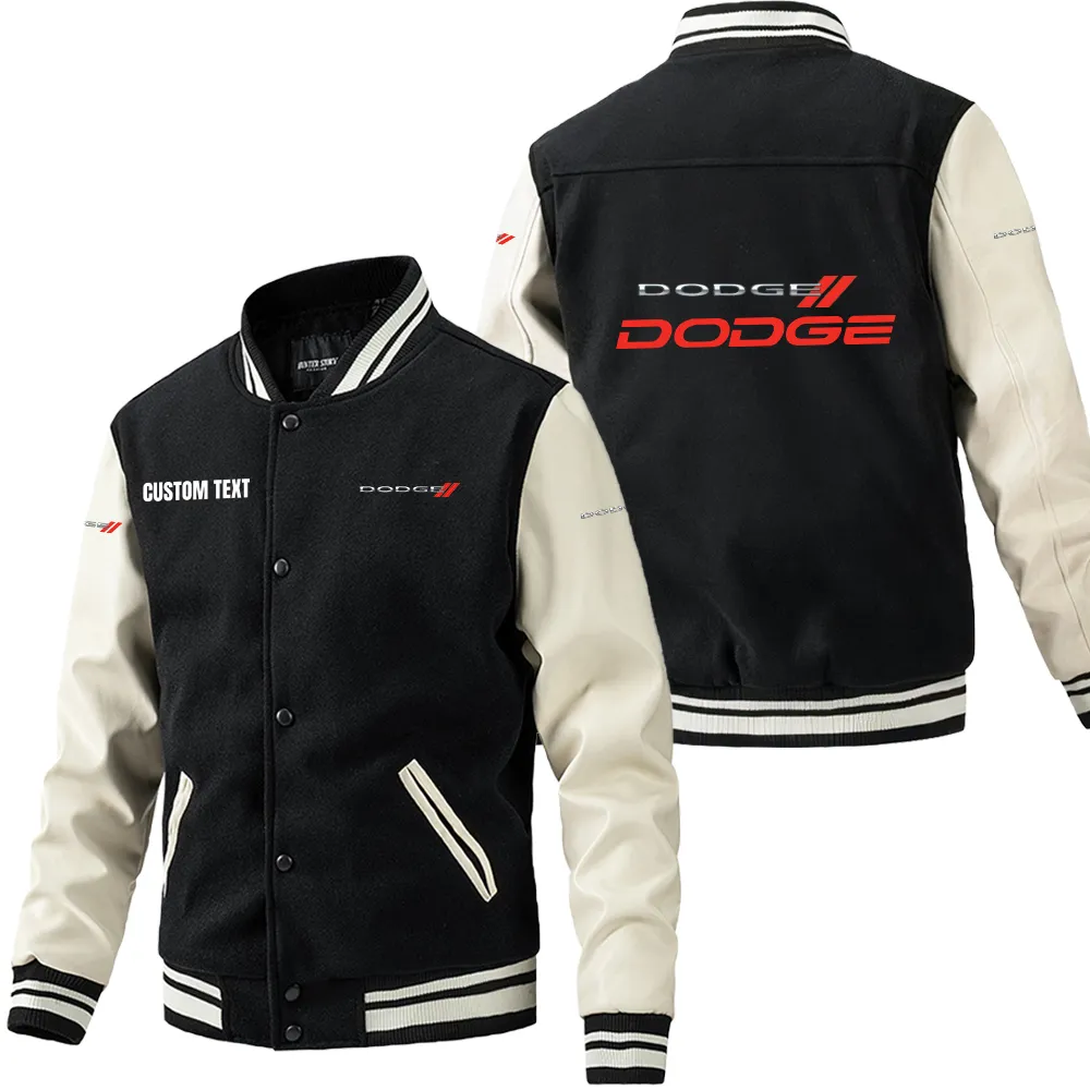 Drag Racing Vehicle Leather Baseball Jacket, Leather Strength Rider Spirit CAR180 - Black White