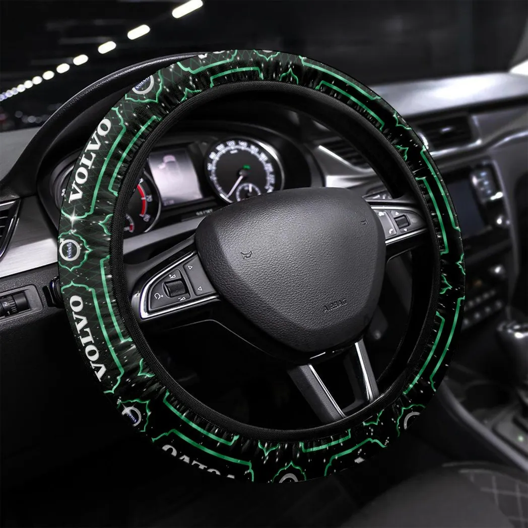 Durable Auto Steering Wheel Cover 3D Print, Sporty Road Warrior Cover CAR550 - Green