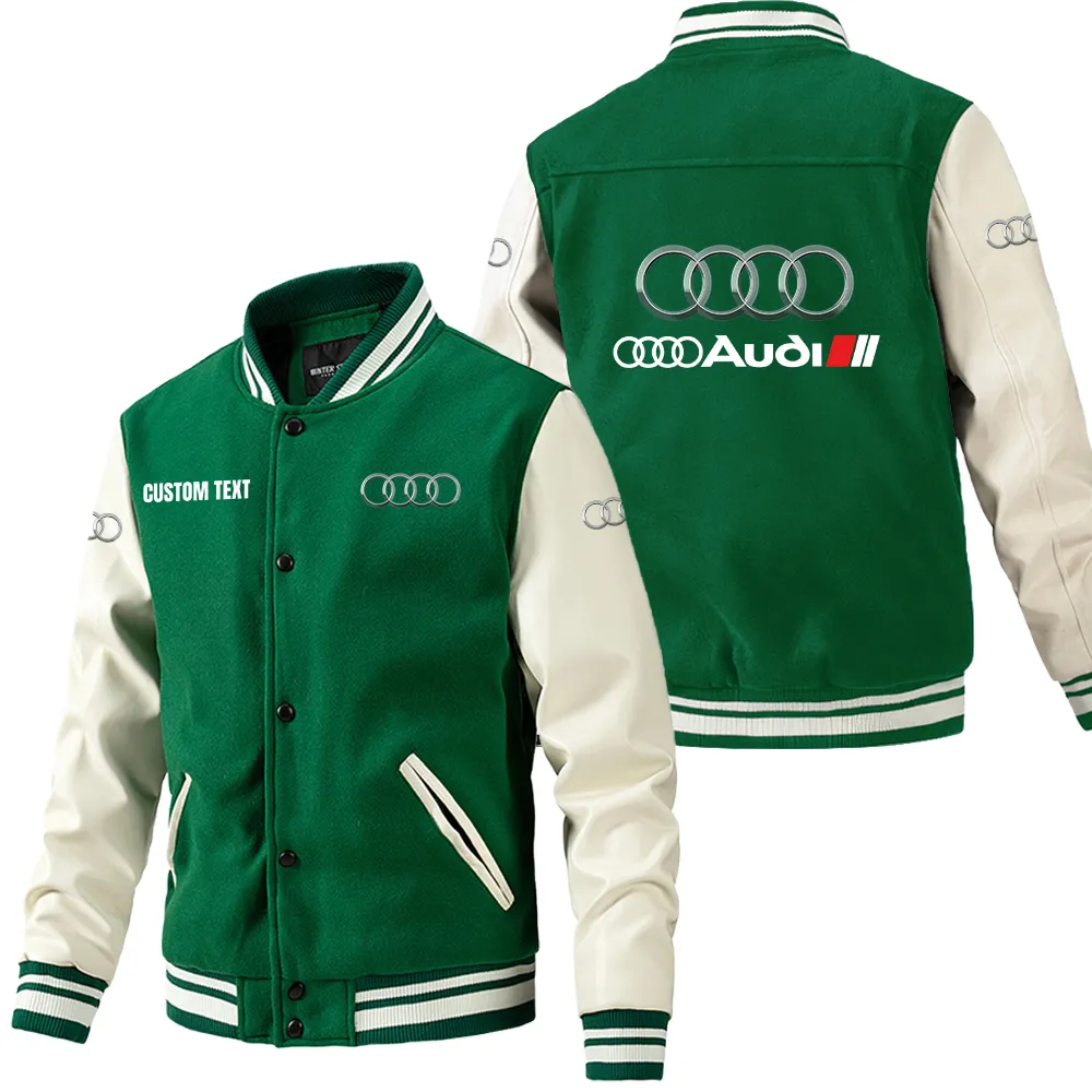 Durable Motion Leather Baseball Jacket, Garage Style Leather Jacket CAR180 - Green