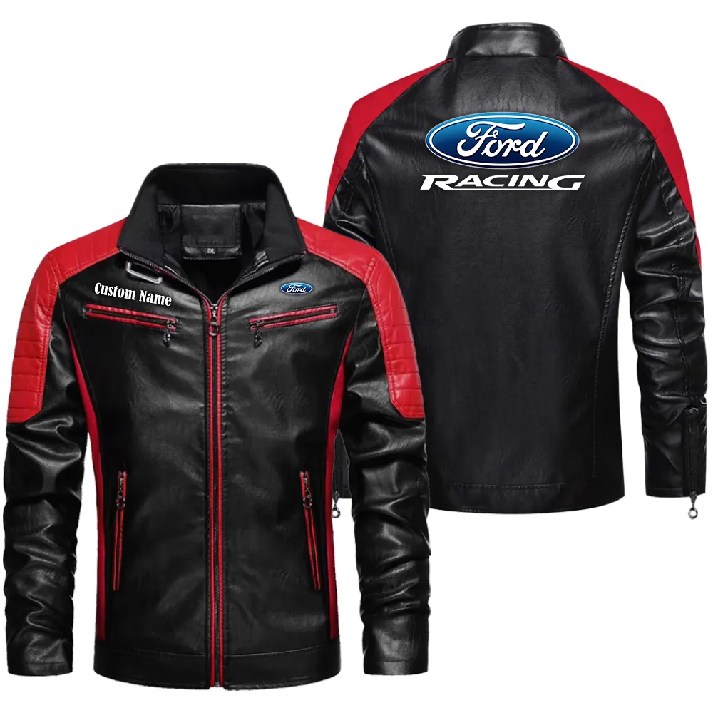 Durable Style Men's Pu Leather Jacket, Car Culture PU Jacket CAR040 - Red
