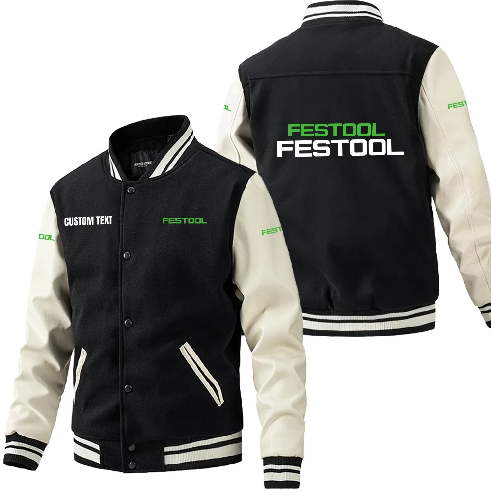 Durable Tools Leather Baseball Jacket, Driven Look Leather Edge CAR180 - Black White