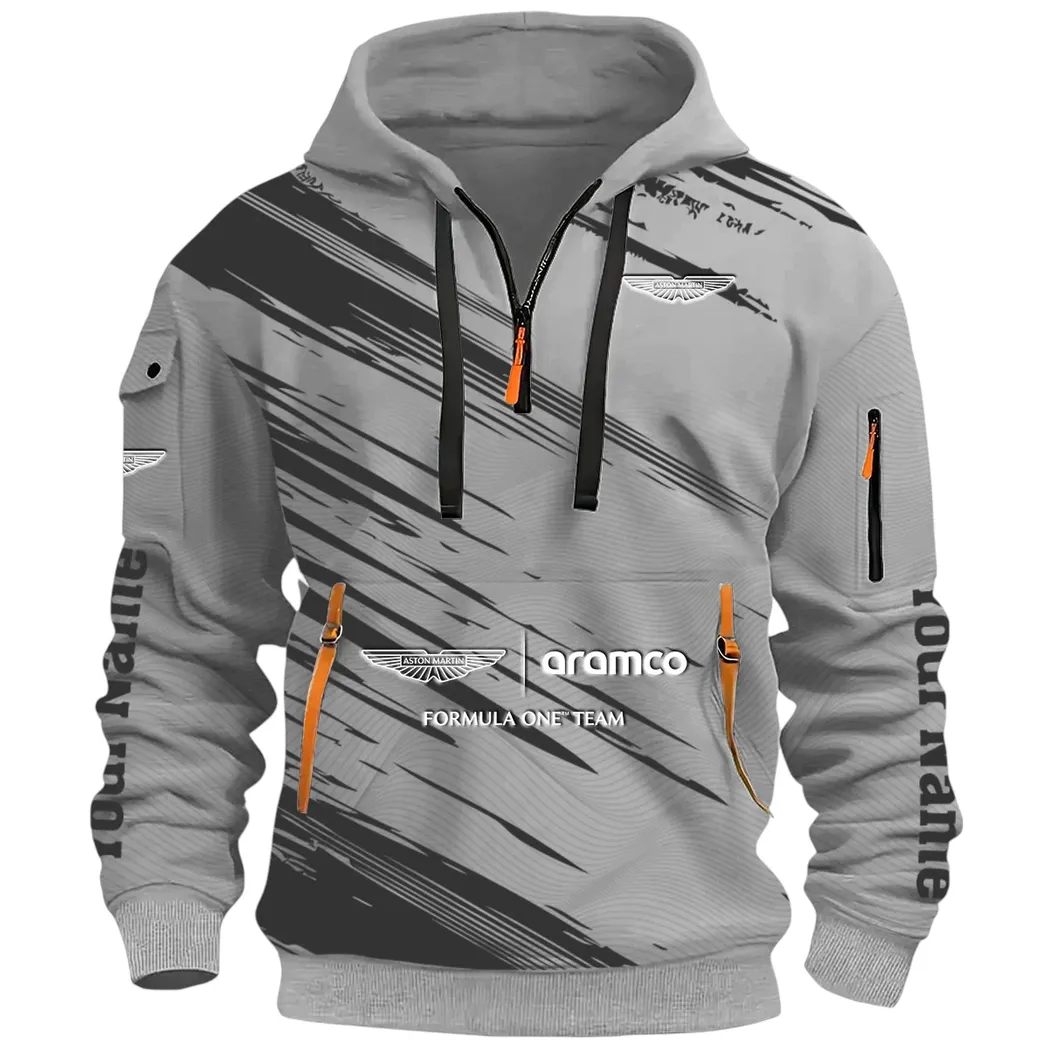 Elegant Grand Tourer Hoodie Half Zip 3D, Casual Fit for Everyday Wear Hoodie CAR514 - Gray - Image 2