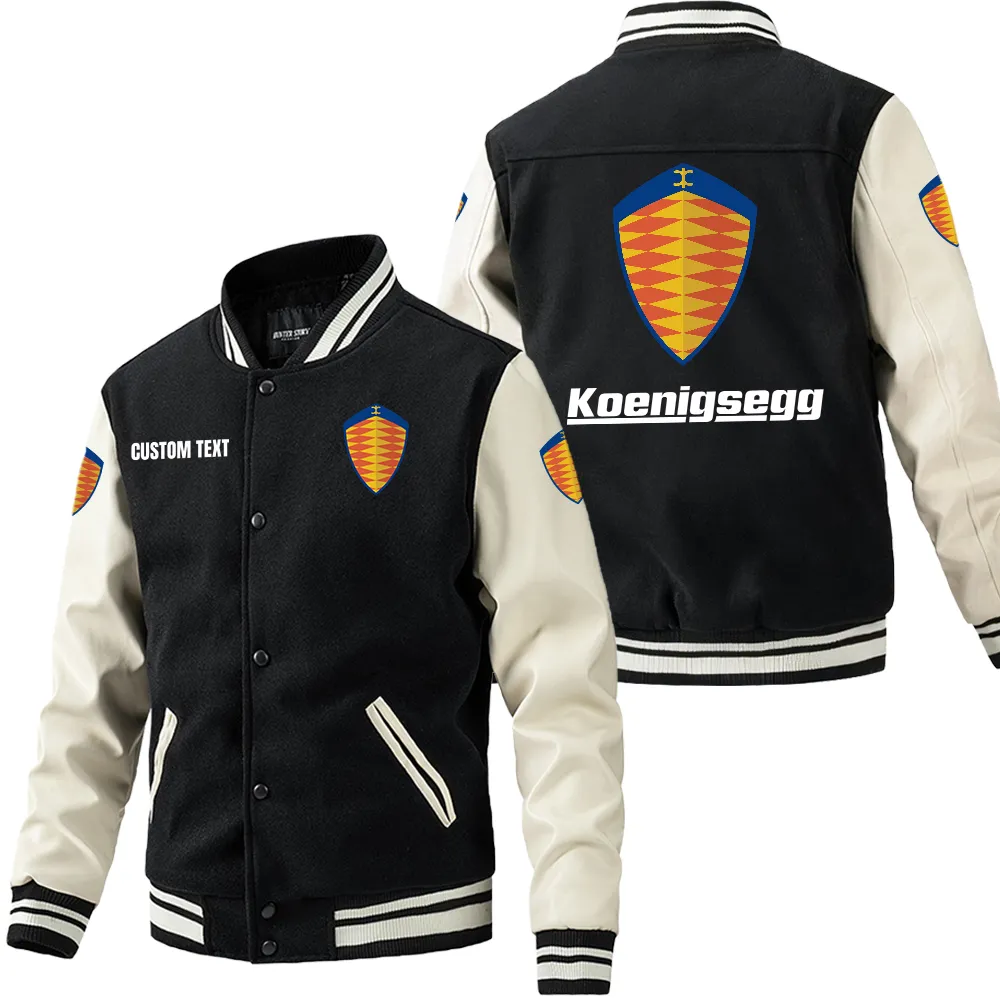 Elite Roadster Leather Baseball Jacket, Leather Strength Rider Spirit CAR180 - Black White