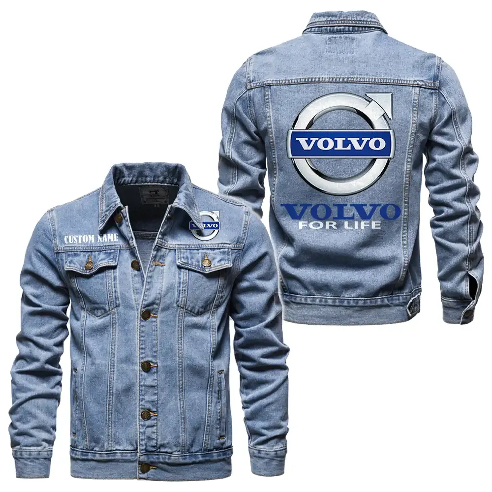 European Auto Maker Denim Jacket, Classic Fit Gearhead Spirit CAR190 - Light Blue