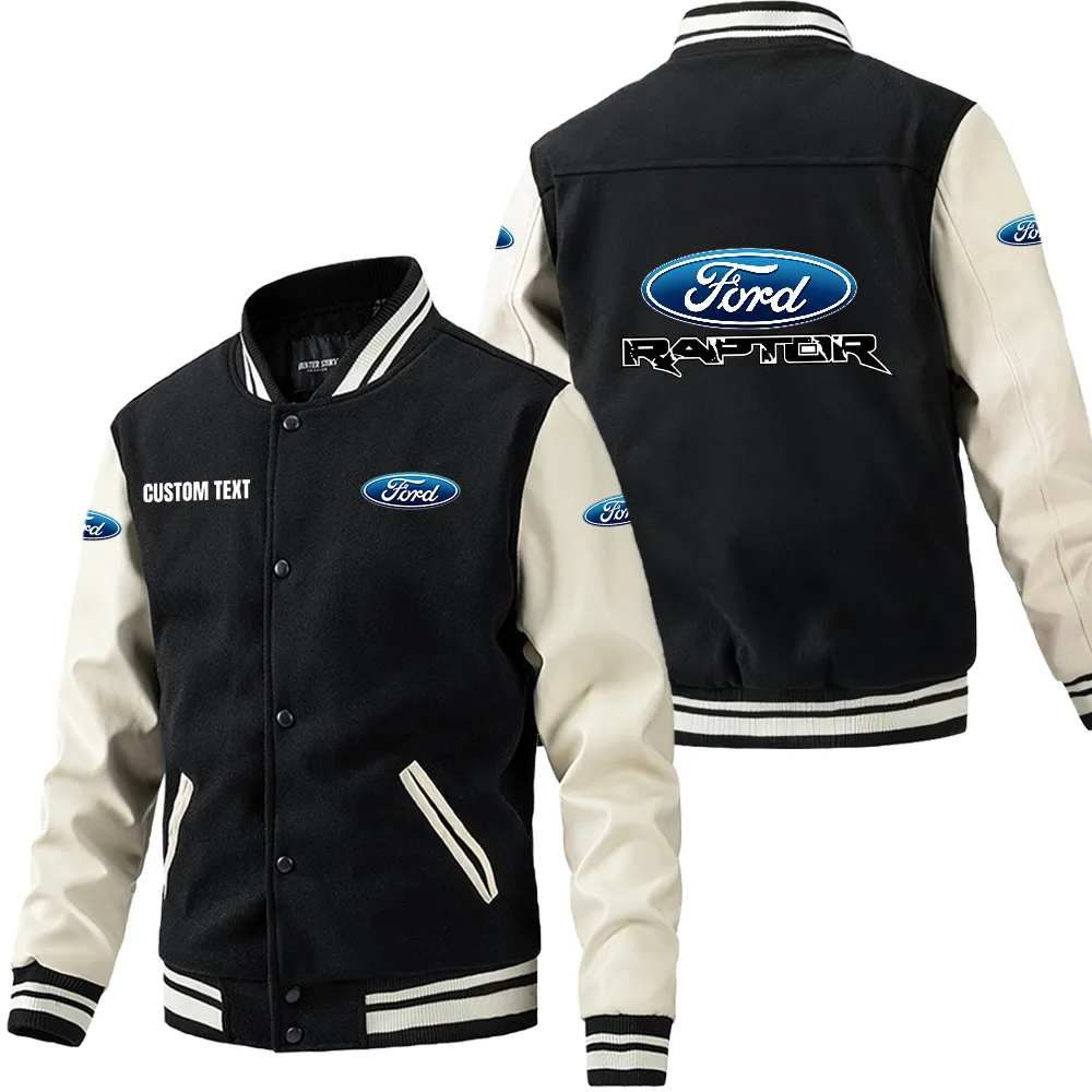 Everyday Drive Leather Baseball Jacket, Streetwear Leather for Riders CAR180 - Black White
