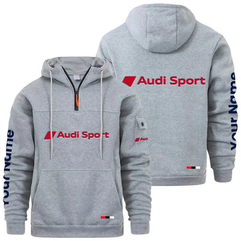 Executive Car Large Pocket Hoodie, Quarter-Zip Hoodie for Drivers CAR514 - Light Gray