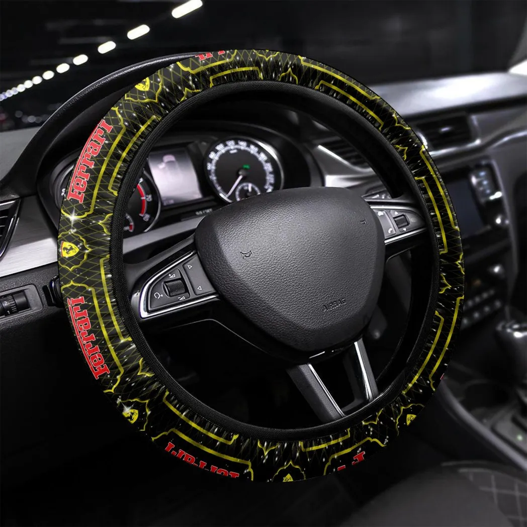 Exotic Sports Car Steering Wheel Cover 3D Print, Custom Automotive Grip Wheel Cover CAR550 - Yellow