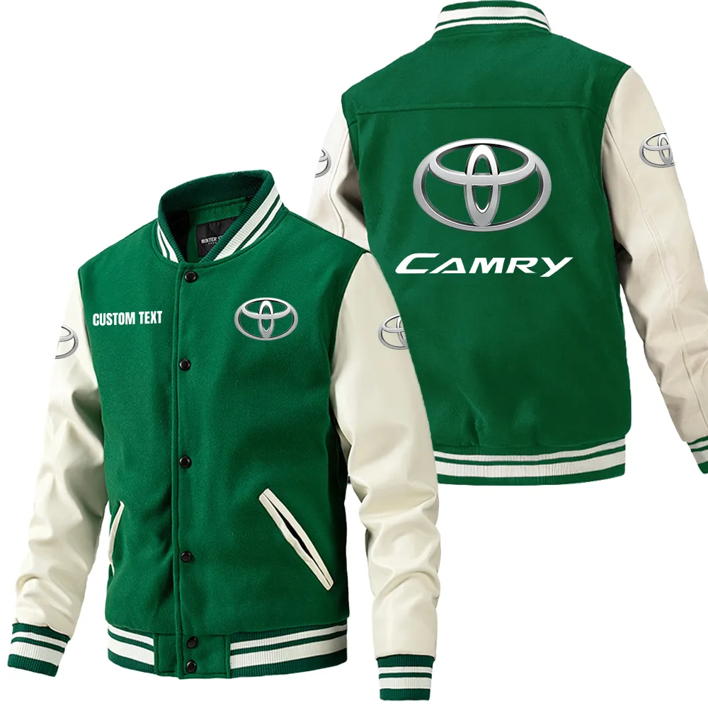 Family Sedan Leather Baseball Jacket, Bold Rider Varsity Jacket CAR180 - Green