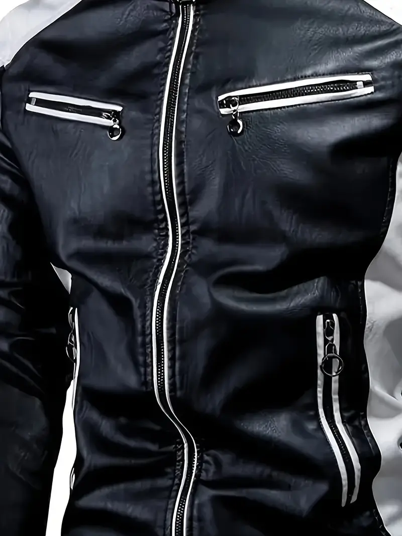 Farming Vehicle Men's Pu Leather Jacket, Rider Pride PU Jacket CAR040 - Black - Image 4