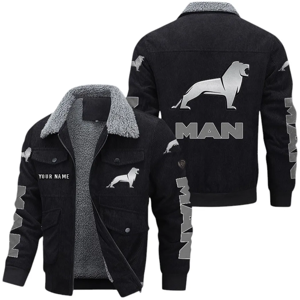 Fleet Transport Vehicle Thickened Corduroy Jacket, Thick Corduroy Fan Jacket CAR149 - Black