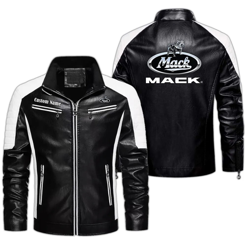 Freight Truck Men's Pu Leather Jacket, Classic PU Leather Jacket CAR040 - Black