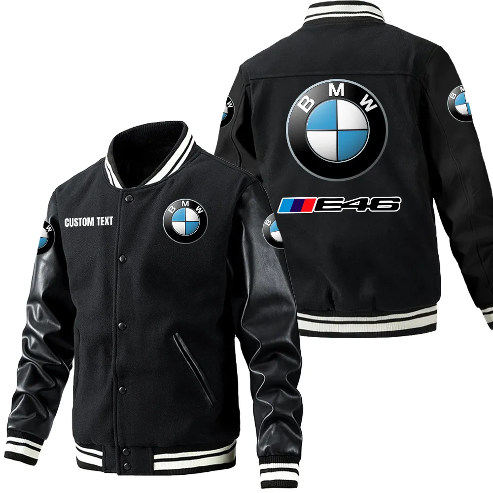 Garage Gear Leather Baseball Jacket, Classic Varsity Leather Jacket CAR180 - Black