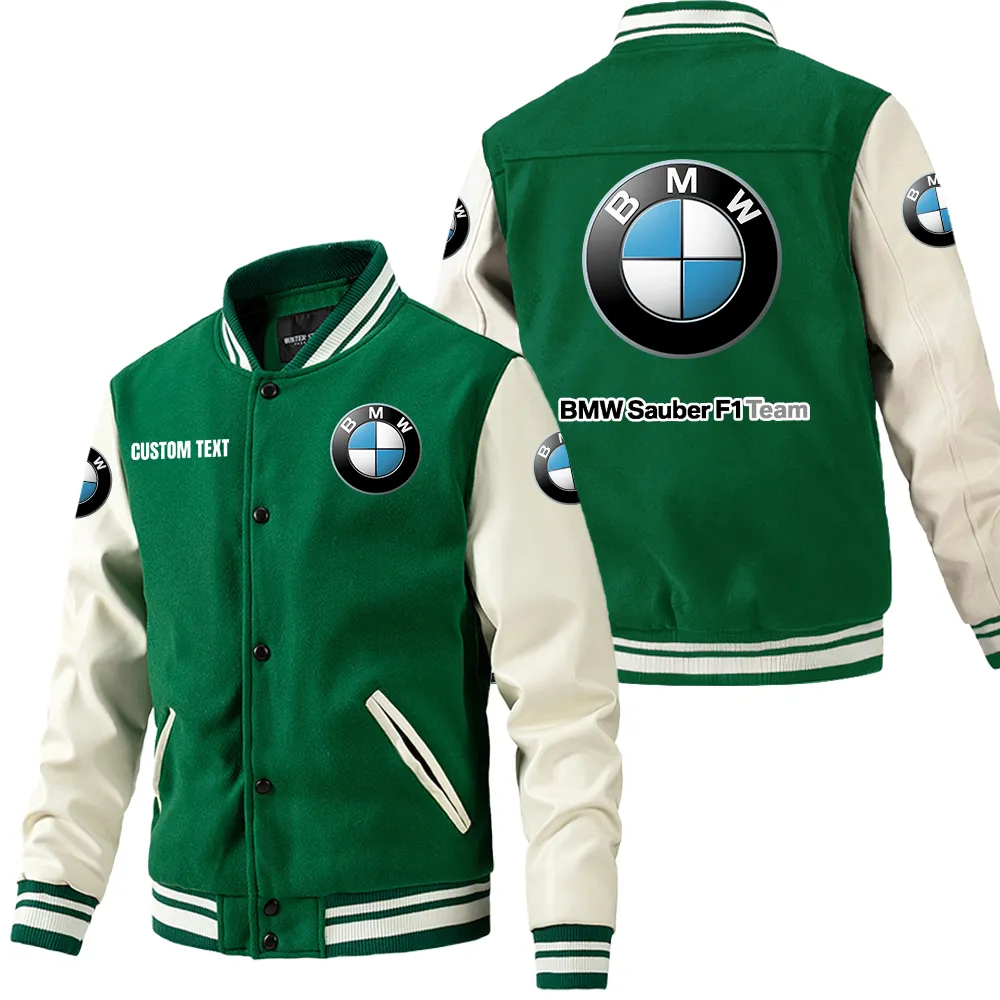 Garage Style Leather Baseball Jacket, Street-Ready Leather Jacket CAR180 - Green